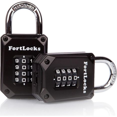 Lot de 2 cadenas de casier de salle de sport – 4 chiffres, robuste, en acier inoxydable trempé, résistant aux intempéries et cadenas à combinaison pour l'extérieur – Chiffres faciles à lire