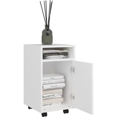 Meuble de Rangement sur Roulettes en Bois d'Ingénierie Blanc, 33x38x60 cm (1/5)
