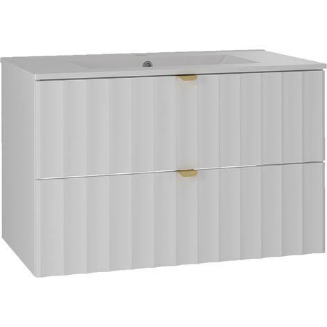 Meuble simple vasque encastrée 80cm Lexa Blanc