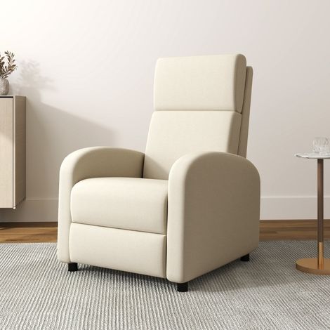 Fauteuil relax inclinable 64x86x102 cm polyester crème, repose-pieds pour salon - CHICFURN (1/5)