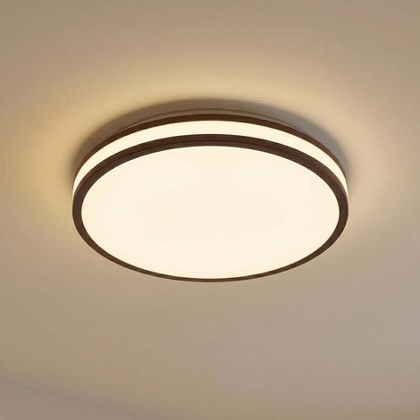 [NEUWERTIG] B-Ware Lindby Deckenleuchte Emiva LED Lampe Leuchte dimmbar Holz dunkel Ø 40 cm CCT (1/2)