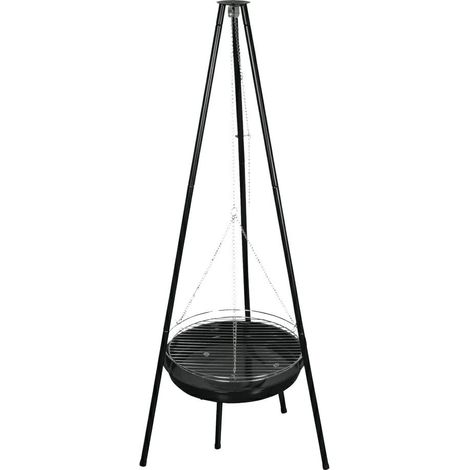 Barbacoa suspendida Aster MG903 negra y plateada 152 cm