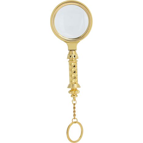 Loupe en laiton sculpté 60mm avec bague porte-clés pour lecture des personnes âgées (1/5)