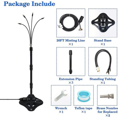 Rociador de pie para patio con nebulizador de agua portátil para piscina y jardín