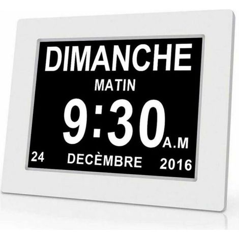 Horloge calendrier numérique One Piece 7 pouces avec date et heure, horloge Alzheimer pour parents, rappel de médicaments pour grands-parents et enfants - Blanc - 20.414.32.4cm -INHHUB (1/5)