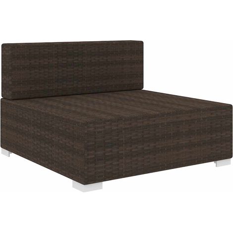 Maison Exclusive - Mittelsofa mit Kissen Modular Poly Rattan Brau (1/5)