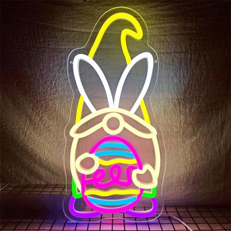 Néon LED nain de Pâques, intensité variable, idéal pour la maison, les fêtes, les cadeaux, les chambres et les vacances (1/5)