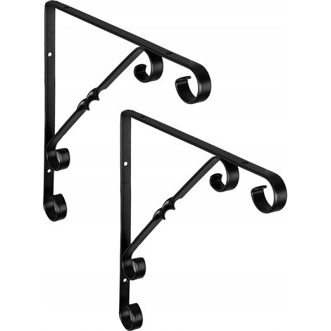 SUPPORTO DECORATIVO PER MENSOLA, PIANO TAVOLO, ANGOLARE IN ACCIAIO, NERO 400x270x30 (1/5)