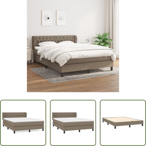 Matratze - Boxspringbett mit Matratze Taupe 140x200 cm Stoff (1/5)