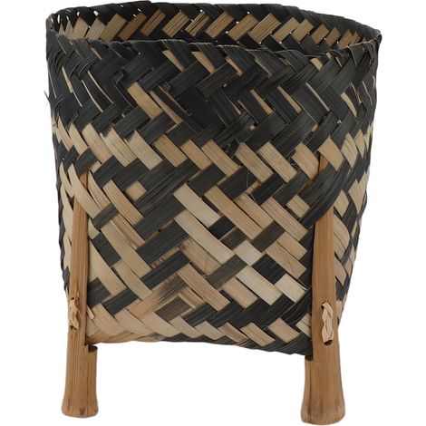 Panier à plantes style Europe du Nord, pot de fleurs tressé en bambou fait main, organisateur de rangement pour intérieur et extérieur, porte-plantes (1/5)