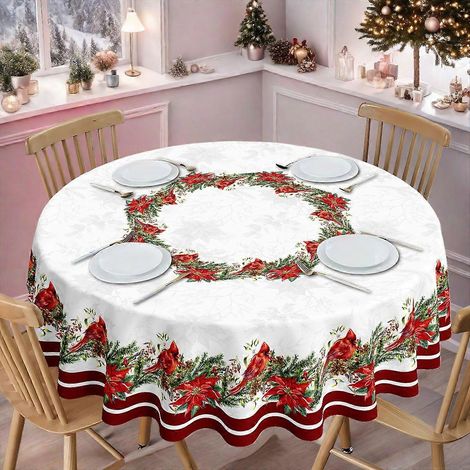 Nappe de Noël imperméable en tissu, motif imprimé de Noël, décoration de table pour les fêtes, nappe rectangulaire 681 (1/3)