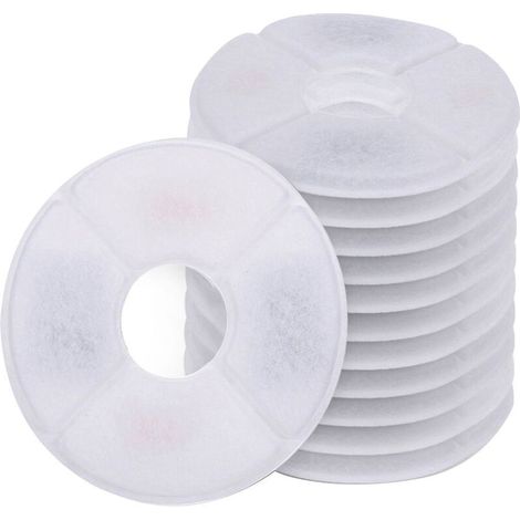 12er-Pack Blumenbrunnenfilter für Katzen und Hunde, Ersatzfilter für 1,6-Liter-Brunnen, Haustierbrunnenfilter mit Harz und runder Aktivkohle (1/5)