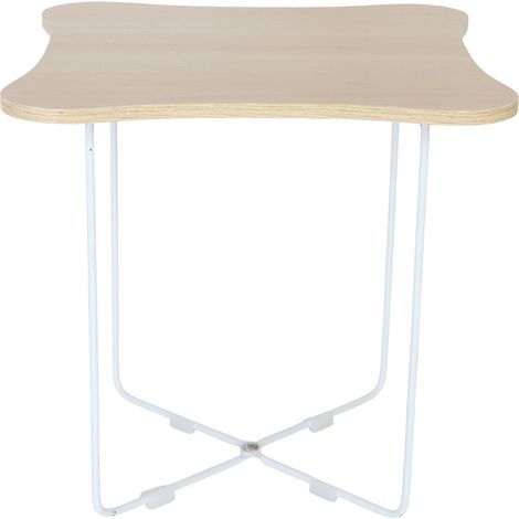 Relaxdays Beistelltisch, HxBxT: 40 x 40 x 40 cm, skandinavisch, MDF & Metall, eckiger Sofatisch, Couchtisch, natur/weiß