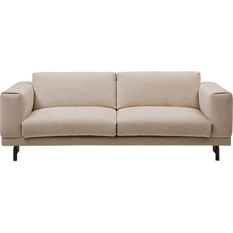 Divano 3 posti in tessuto ciniglia beige - DEMBOLA (1/4)