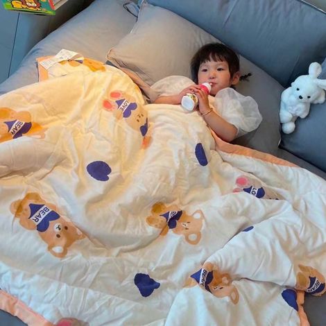 Couette d'été neuve en coton, couette enfant à motif dessin animé, vente directe d'usine, livraison directe, achat groupé possible, Happy Bear 120150 (1/5)
