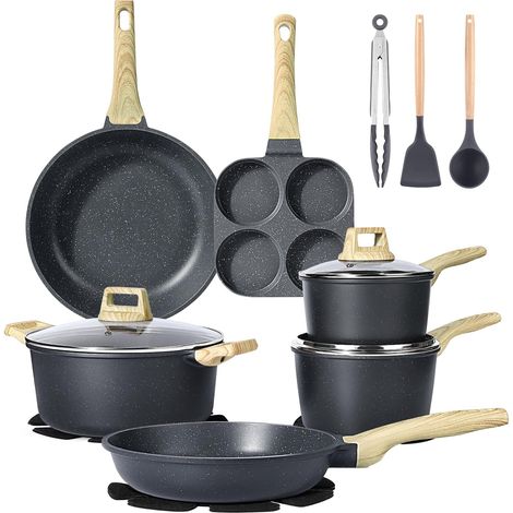 17-Piece Non-Stick Cookware for All Heat Sources Including Induction (1/5)