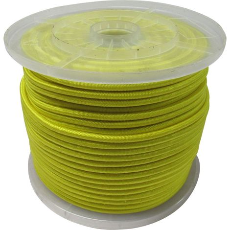 Elastic Bungee Rope Shock Cord 10MM Yellow (100M Reel Elasticated Tie Down)