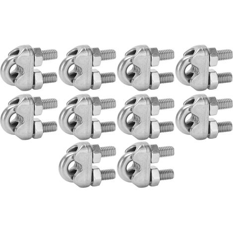 Lot de 10 serre-câbles en acier inoxydable M6 de 6,35 mm (1/4 pouce) avec boulon en U et fixation en selle (1/5)