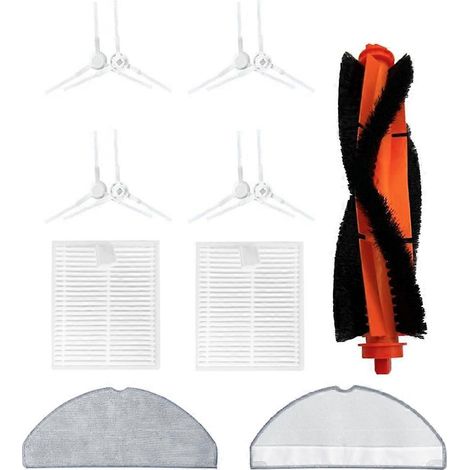 Set mit 13 Ersatzteilen für den Mijia 3C Enhanced E10/C103/B112/E12 Staubsauger: Hauptbürste, Filter und Reinigungstuch.