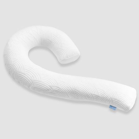 Oreiller de corps pour adultes – Oreiller de lit long doux pour dormir – Mousse à mémoire de forme déchiquetée et housse amovible lavable – Oreiller de grossesse en forme de Q (blanc) (1/5)