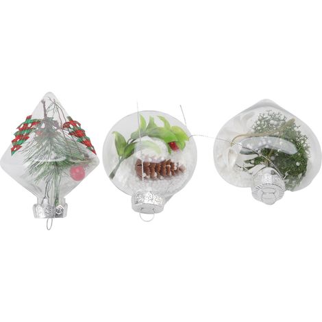 12 Stück Weihnachtskugeln, transparent, bruchsicher, umweltfreundlich, aus PET, blasgeformt, für Dekoration und Partys 6167 (1/5)