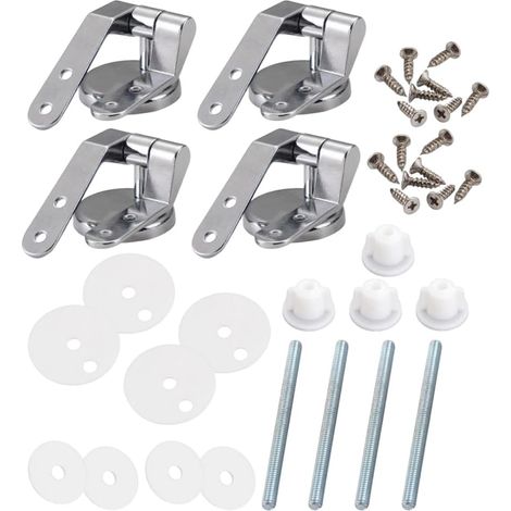 4 pièces Charnières Alliage de Zinc pour Siège Toilette Kit de Fixations de Remplacement Robuste Charnières Rechange Polies Résistantes Corrosion Compatibles Plupart des Abattants (1/5)