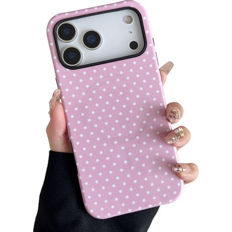 Coque pour iPhone 18 Pro,Compatible avec MagSafe,à Pois,Rose (1/5)