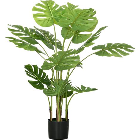 Planta artificial Monstera 120 cm con maceta y musgo PE, color verde (1/5)