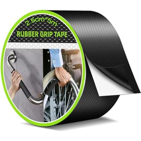 2,5 cm x 5 m Ruban antidérapant texturé en caoutchouc, adhésif fort imperméable, anti-glisse, friction améliorée, confort et sécurité pour poignées, surfaces de contact, outils DIY, gadgets, usage dom (1/4)