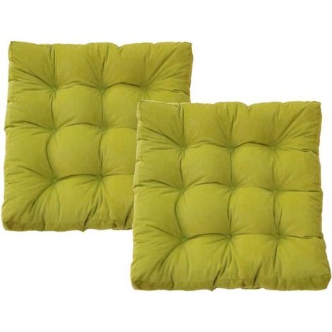 Coussin de Chaise, 2 pièces Épaissi Coton PP Rempli Coussins d'assise avec Sangles de Retenue, 55x55x10 cm,H (1/4)