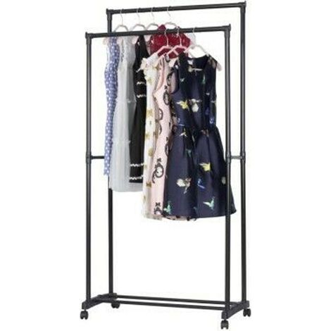 STAND APPENDIABITI CON RUOTE DA TERRA STENDER PORTA ABITI Doppio