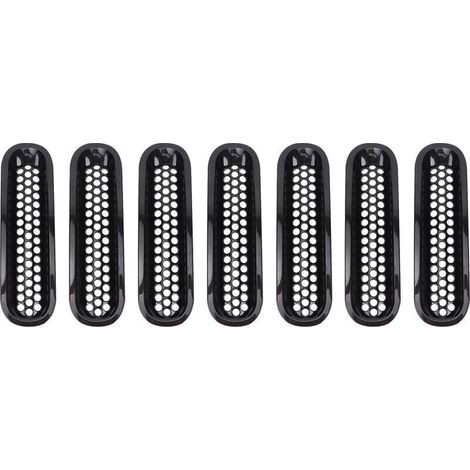 Schwarzer Maschengrill für die vordere Stoßstange, 7-teilig, passend für Jeep Wrangler JK 2007 – 2017 (1/4)