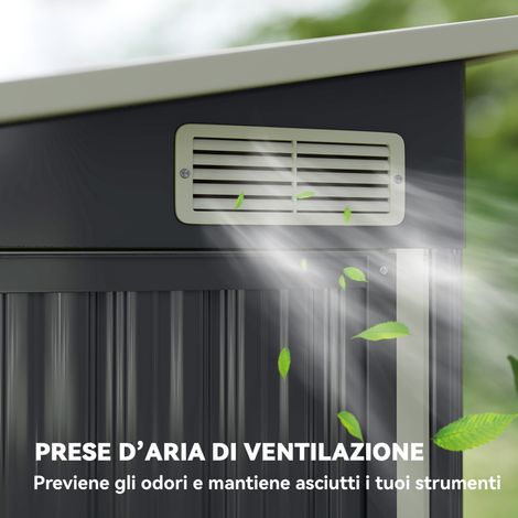 Abri jardin acier anthracite 234x132x185 cm, trois portes verrouillables incluses (1/5)