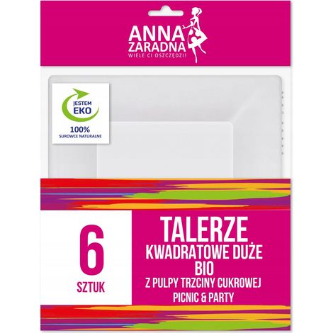 Piatti quadrati Anna Zaradna BIO grandi monouso 26 cm 6 pezzi. (1/2)