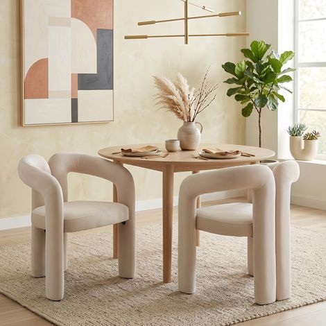 Lot de 2 Chaises velours - Chaises de salle à manger avec dossier - Scandinave - Chaise Dîner Moderne pour Cuisine/Salle à Manger - Beige