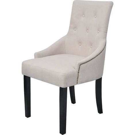 Maison Exclusive - Sillas de comedor 4 unidades tela gris crema (1/5)