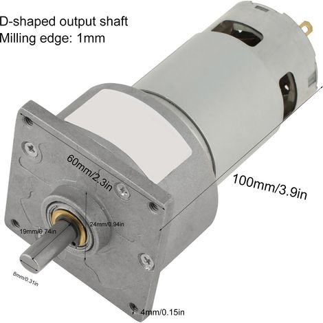 Moteur à engrenages métalliques micro CC 35 W, vitesse réglable CW/CCW (12 V 100 tr/min) (1/5)