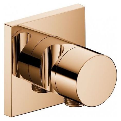 Robinet Keuco IXMO 59541, robinet d'arrêt avec raccord de flexible et support de douchette encastré, rosette carrée, IXMO Poignée pure, Coloris: Bronze poli - 59541020202
