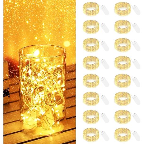 [16 Stück] LED Lichterkette, 2M 20LED Silberdraht Mini Lichterkette Batteriebetrieben, Micro Lichterkette Draht Wasserdichte für Weihnachten Hochzeit Party Innen Deko, WarmWeiß