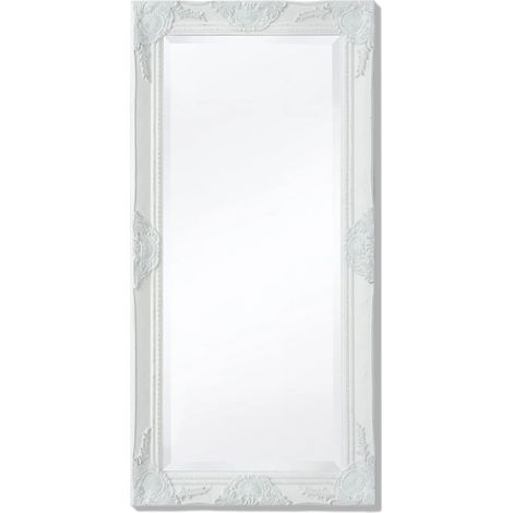 Espejo de pared estilo barroco 100 x 50 cm blanco DEC022650