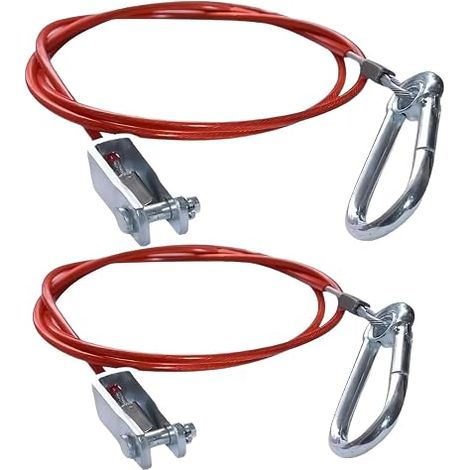 2 x 1m Trailer Cable with 4mm Diameter Hook, Heavy Duty 304 Stainless Steel Puller Cable with Red Plastic Jacket for All Brake Trailers (1/5)
