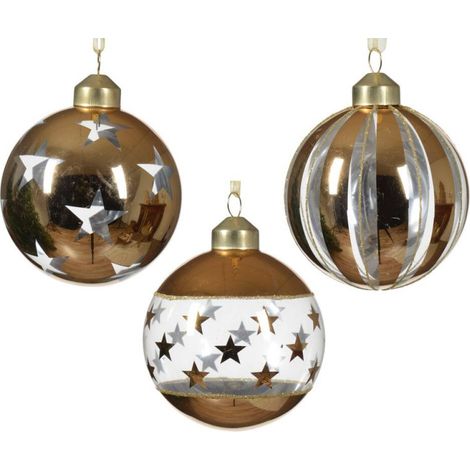 Adorno navideño para árbol de Navidad, cristal, dorado, 8 cm, 1 unidad