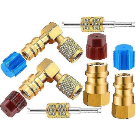 Kit adaptateur convertisseur de climatisation compatible R12 vers R134A, vanne de raccordement, adaptateur de conversion haute/basse pression à 90 ports