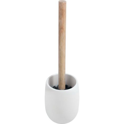 Brosse WC en polyrésine et Bois, Design Moderne pour Salle de Bain, Facile à Nettoyer, Parfaite pour Un intérieur soigné, Taille Standard, Couleur Blanche (1/5)