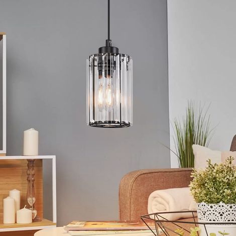 GBLY Lampada sospesa, lampada da soffitto - lampada da soffitto per salone E27, lampada da tavolo da pranzo nera, lampada da soffitto in vetro, lampada da soffitto  (senza lampadina)