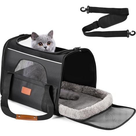 Bardusch - Transporteur pour Chat,Boîte de Transport pour Chat et Chien, Pliable avec bandoulière,Caisse de Transport Chat Respiran,Chats de Grande Taille et Moyenne jusqu'à 9 kgour (1/5)