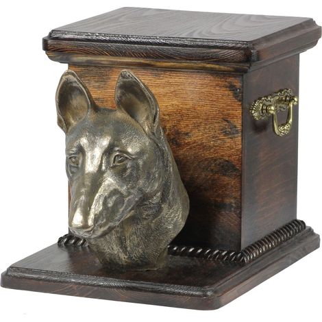 Berger Belge Malinois - Urne funéraire pour chien avec statuette, urne élégante et unique ornée d'un buste de chien, signée Art-Dog (1/5)