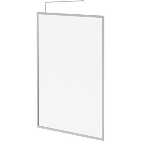 Pacco 8mm Clear Glass Polished Chrome 1850mm x 1400mm Fully Framed Walk In Shower Screen including Wall Channel and Support Bar (1/5)