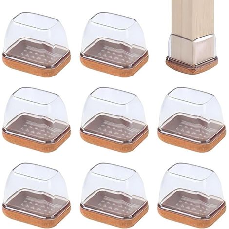 Protezioni in silicone per gambe di sedie, antigraffio e antirumore - 8 pezzi trasparenti 3,2x2,2 cm, antigraffio, antirumore, perfette per pavimenti in legno (1/4)