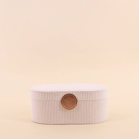 Boite à bijoux en velours côtelé beige 22x13cm